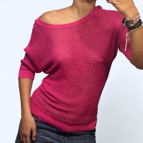 Pink Fishnet Off the Shoulder Top by Apt. 9! - Picture 1 of 6